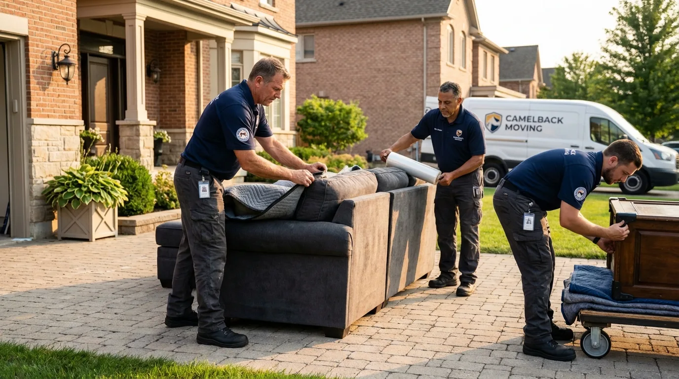 Large estate moving crew wrapping furniture in Alvin, TX